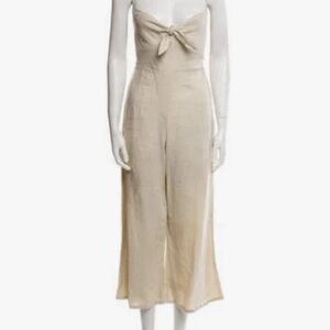 FAITHFULL THE BRAND Presley Jumpsuit Plain Bone Linen Size 8 Large